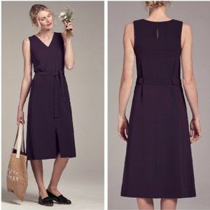 MM Lafleur Susan Dress in Aubergine Size Small Eggplant Purple Midi